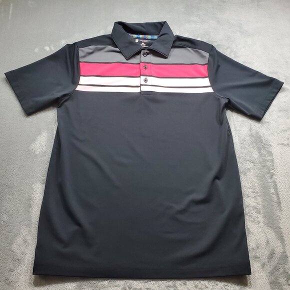 St. Andrews of Scotland Polo Golf Shirt Striped Pink Gray Men Sz S - Picture 1 of 10
